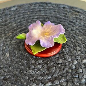 Porcelain Purple Violet with Green Floral Accent Piece